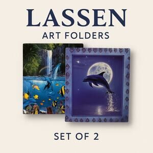 Christian Riese Lassen Dolphin Art Folder Lot – Set (2) – Vintage 90s Stationery